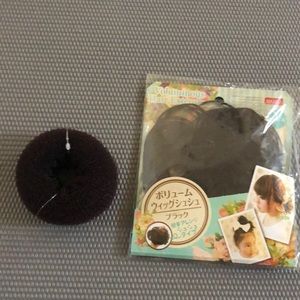 2 x new hair bun donut and voluminous hair extensions for buns in black